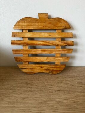 Wooden Apple Decorative Trivet in Honey Tone
